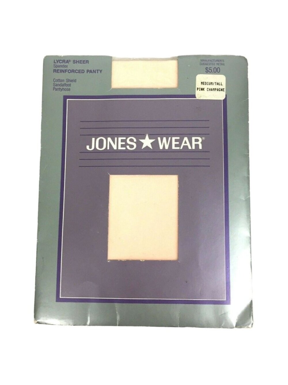 Jones Wear Pantyhose Medium Tall Pink Champagne Reinforced Panty Sandalfoot